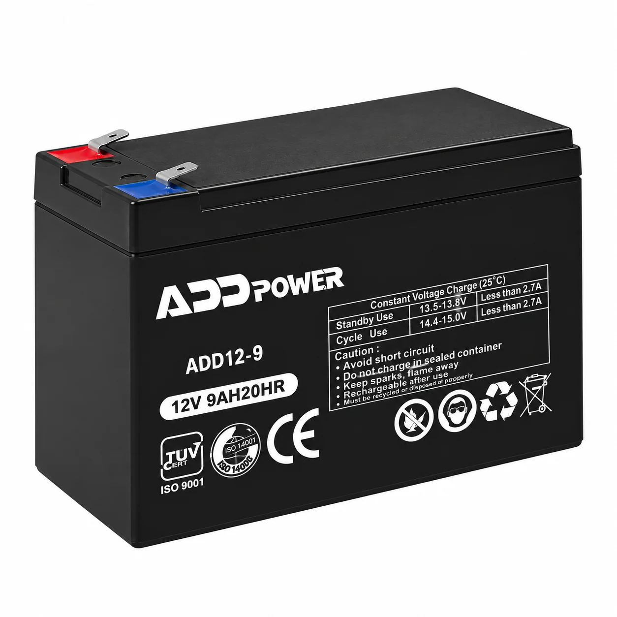باتری موتور برقی ADDPOWER مدل ADD12-9 ظرفیت ۹ آمپرساعت ۱۲ ولت