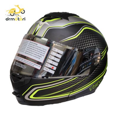 کلاه کاسکت فک متحرک برند تکنو طرح snake-green - Image 6
