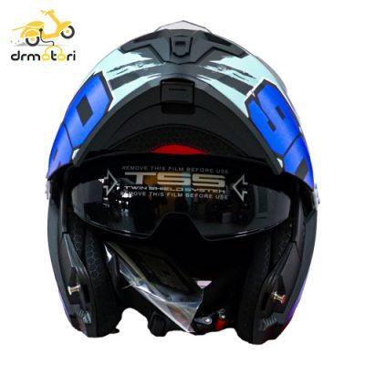 کلاه کاسکت فک متحرک همراه با طلق یدکی برند MA2 مدل 966 طرح blue - Image 4