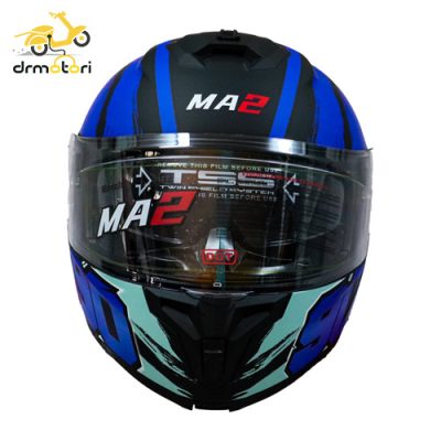 کلاه کاسکت فک متحرک همراه با طلق یدکی برند MA2 مدل 966 طرح blue - Image 3