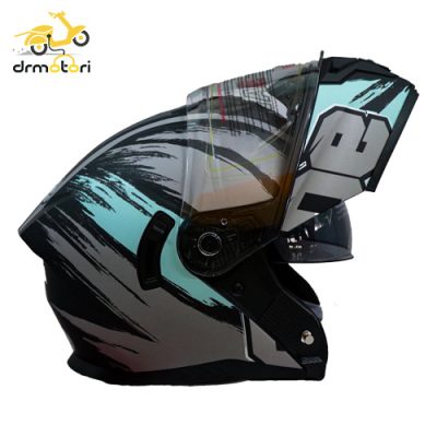 کلاه کاسکت فک متحرک برند MA2 مدل 966 طرح G/B همراه با طلق یدکی