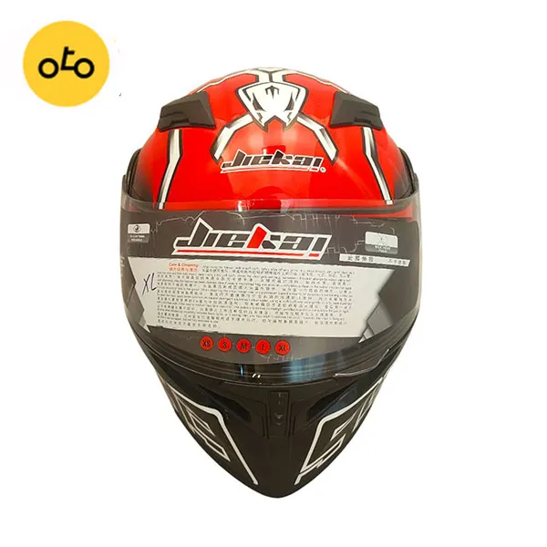 کلاه کاسکت فک ثابت JK عینک دار قرمز