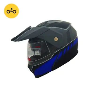 کلاه کاسکت فک متحرک DA1 مشکی آبی کد 218