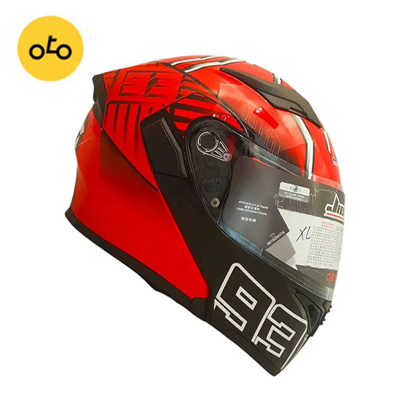 کلاه کاسکت فک ثابت JK عینک دار قرمز