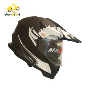 کلاه کاسکت کراسی و اندرویی سفید مشکی ma2 مدل 919