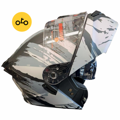 کلاه کاسکت فک متحرک MA2 کد 963 خاکستری - Image 2