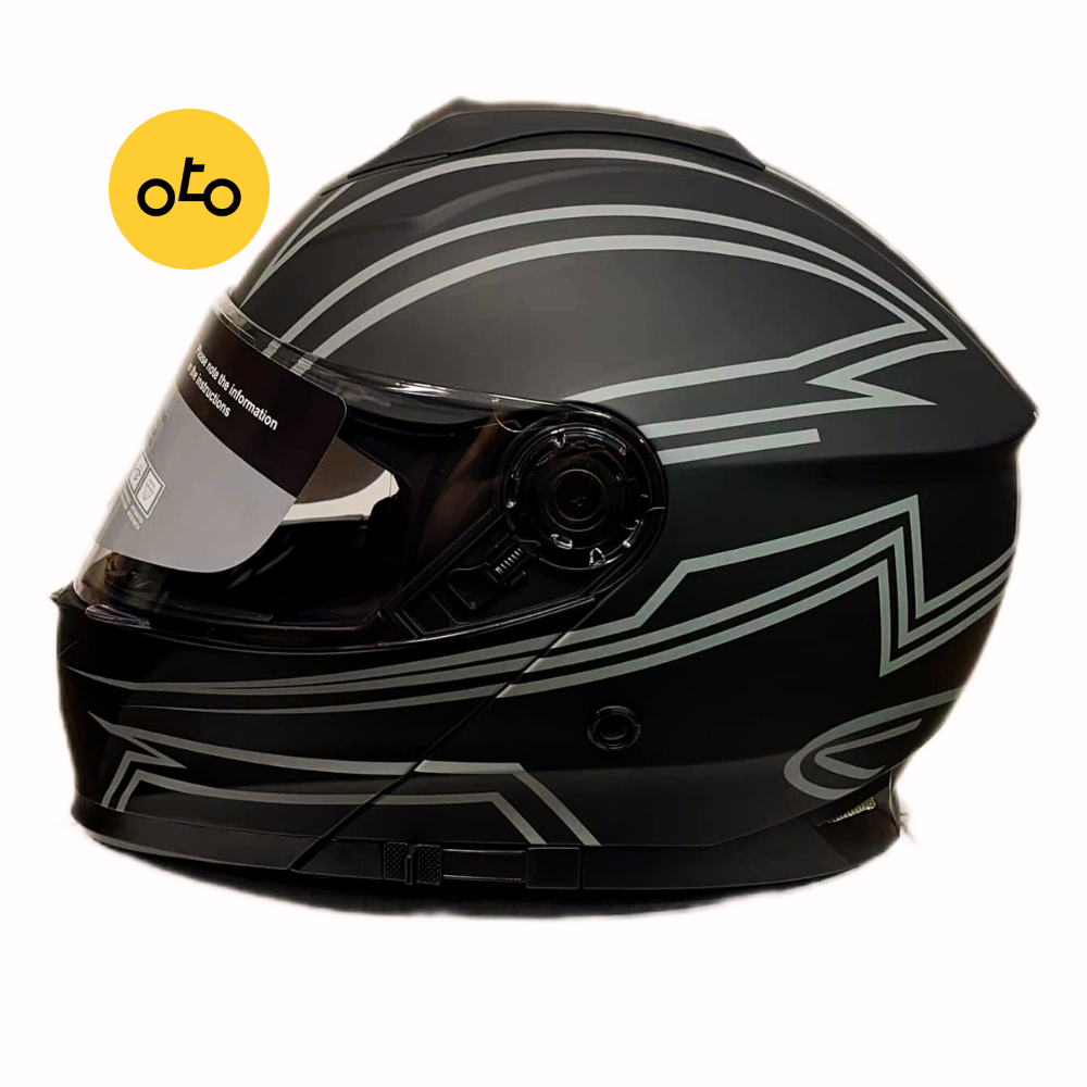 کلاه کاسکت فک متحرک ma2 کد 965 مشکی خاکستری - Image 2