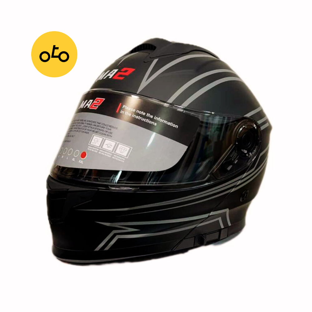 کلاه کاسکت فک متحرک ma2 کد 965 مشکی خاکستری - Image 3