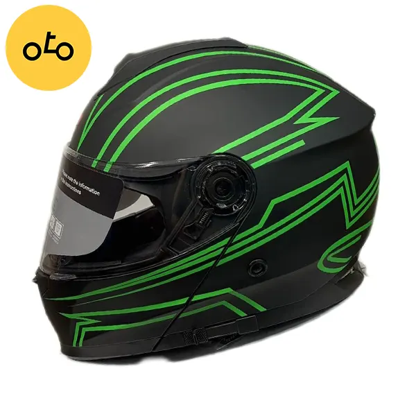 کلاه کاسکت فک متحرک ma2 کد 965 مشکی سبز