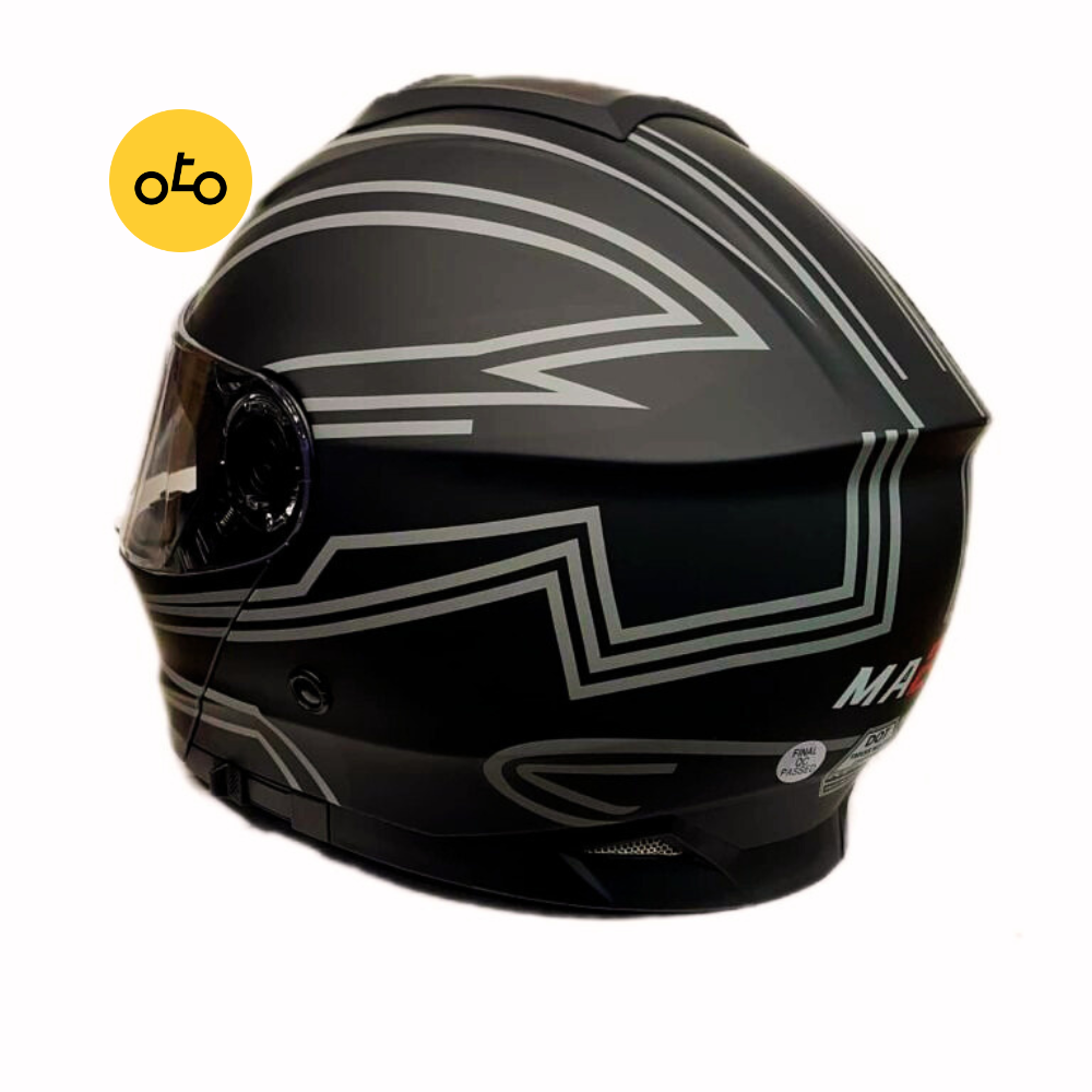 کلاه کاسکت فک متحرک ma2 کد 965 مشکی خاکستری - Image 4