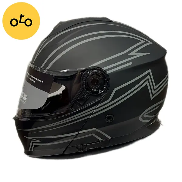 کلاه کاسکت فک متحرک ma2 کد 965 مشکی خاکستری