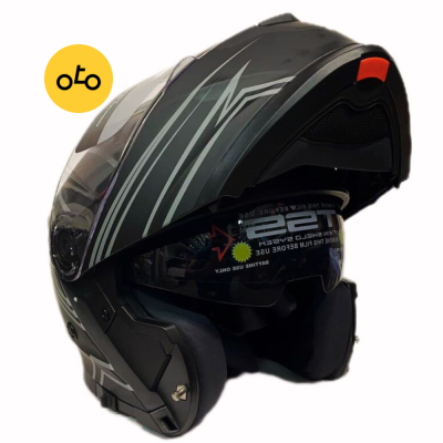 کلاه کاسکت فک متحرک بلوتوث دار MA2 کد 965 – خاکستری + MA2 - Image 3