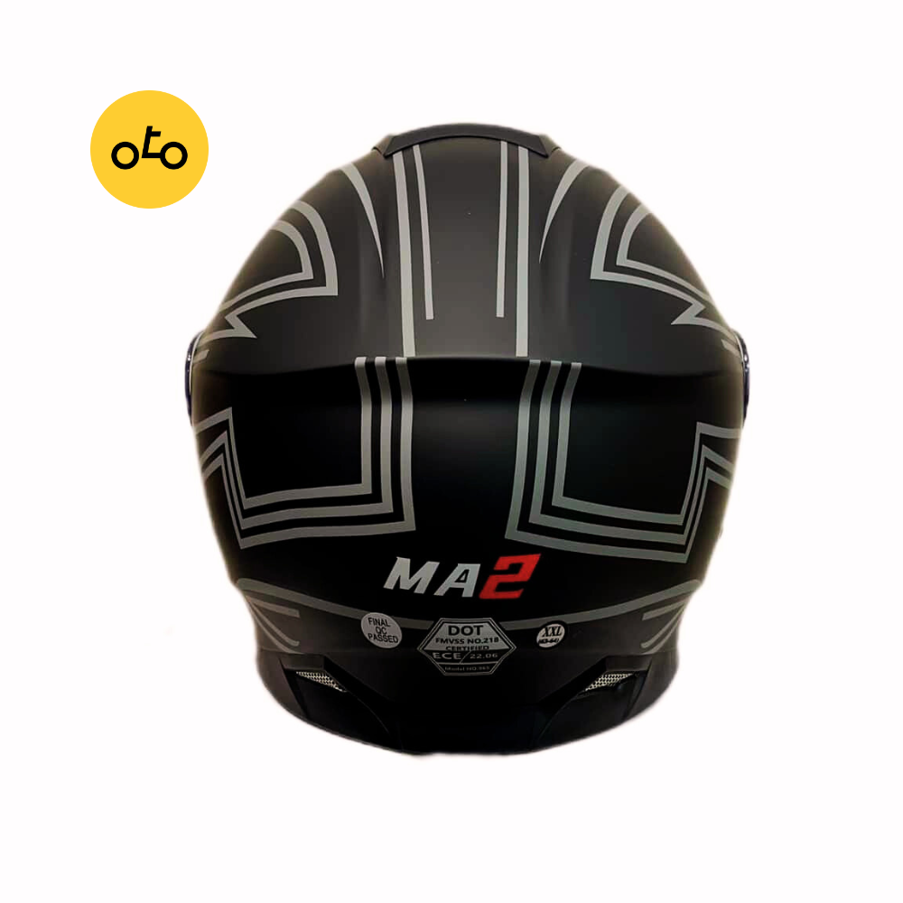 کلاه کاسکت فک متحرک ma2 کد 965 مشکی خاکستری - Image 5