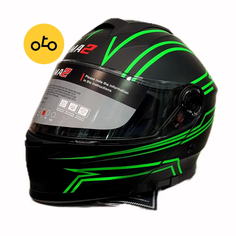 کلاه کاسکت فک متحرک ma2 کد 965 مشکی سبز