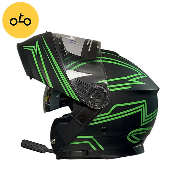 کلاه کاسکت فک متحرک ma2 کد 965 مشکی سبز