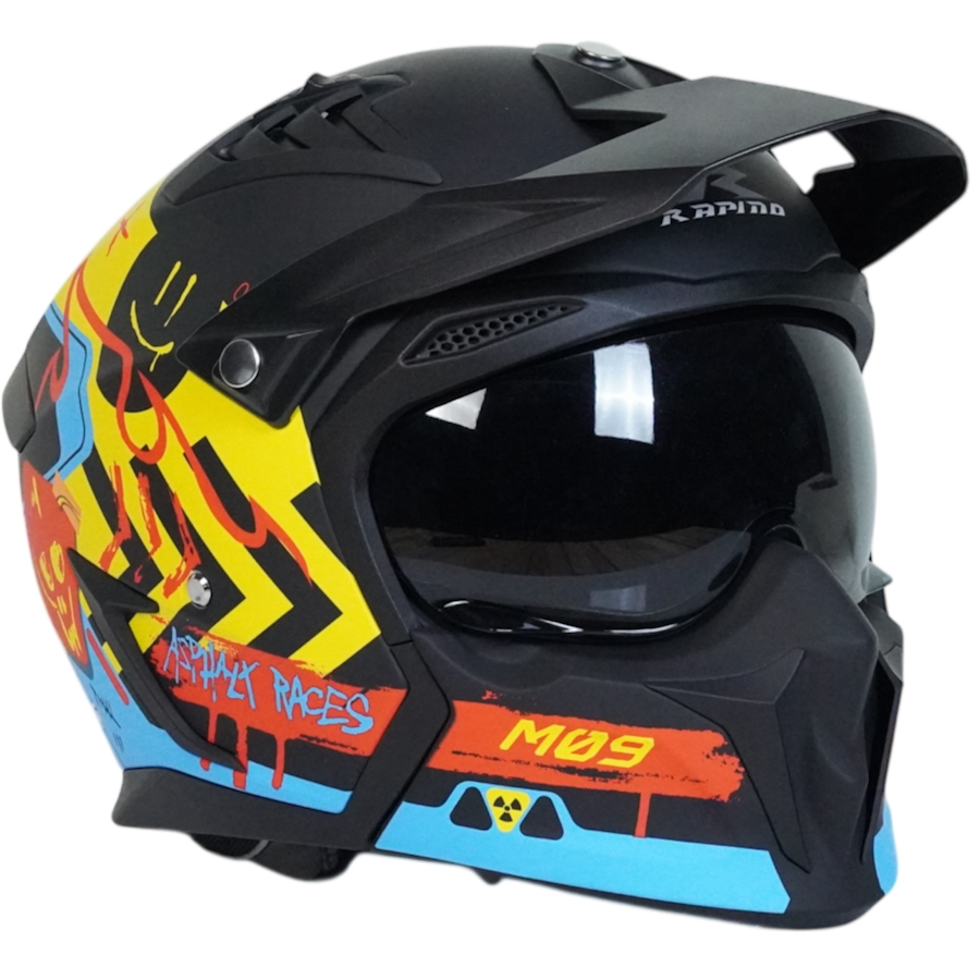 کلاه کاسکت فک جداشونده راپیدو مدل 890+ mt09 danger