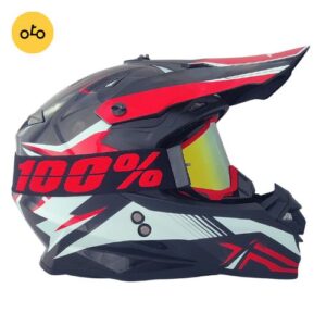 کلاه کاسکت کراسی Tekno تکنو مشکی سفید قرمز براق