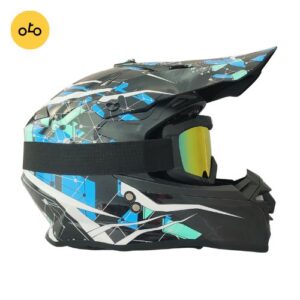 کلاه کاسکت کراسی Tekno تکنو مشکی سفید آبی